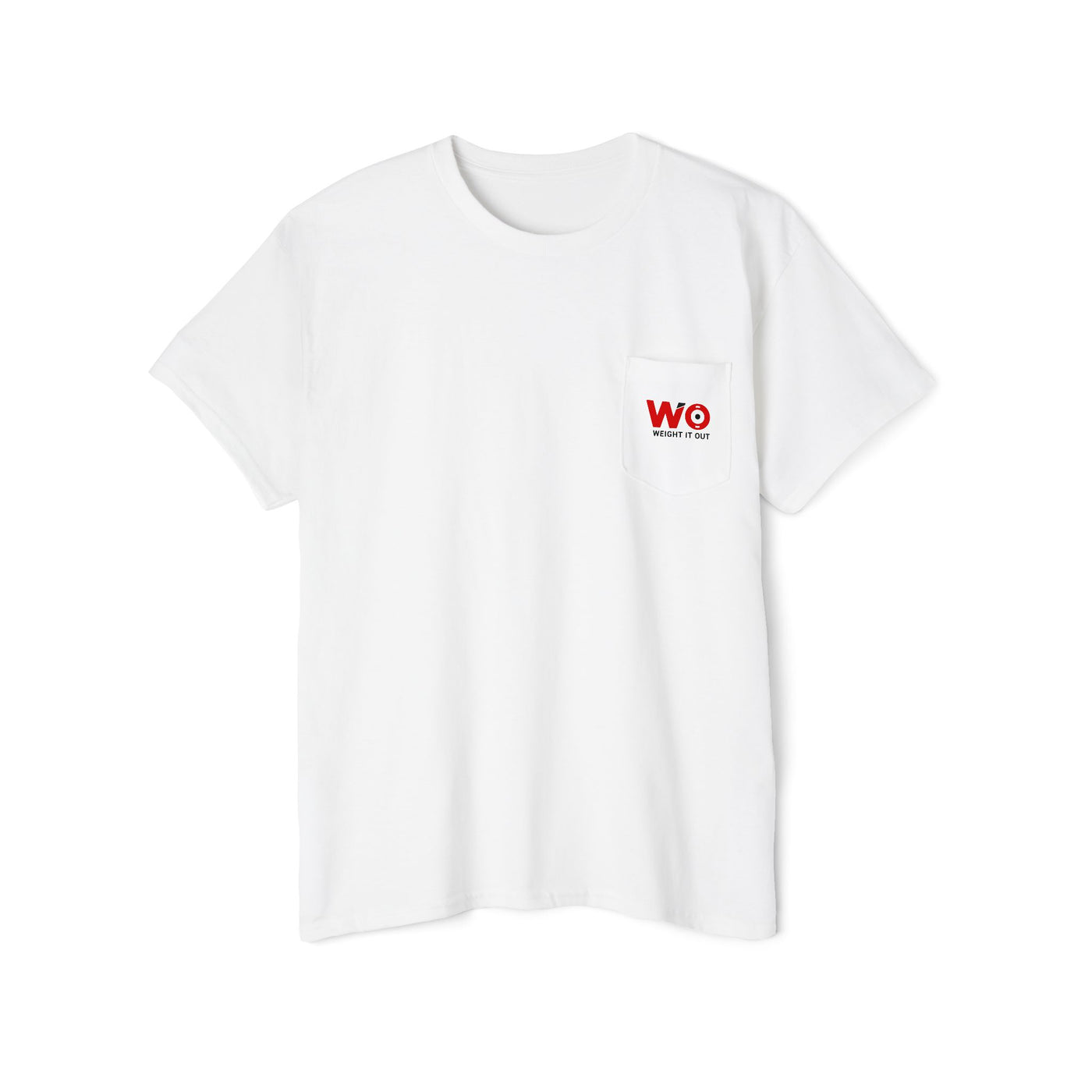 Weight It Out Pocket Tee — Fitness Gym T‑Shirt with 'Weight It Out' Barbell Logo on Back