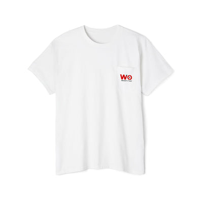 Weight It Out Pocket Tee — Fitness Gym T‑Shirt with 'Weight It Out' Barbell Logo on Back