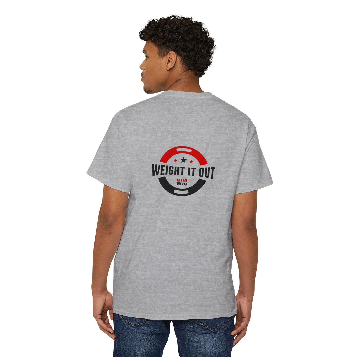 Weight It Out Pocket Tee — Fitness Gym T‑Shirt with 'Weight It Out' Barbell Logo on Back