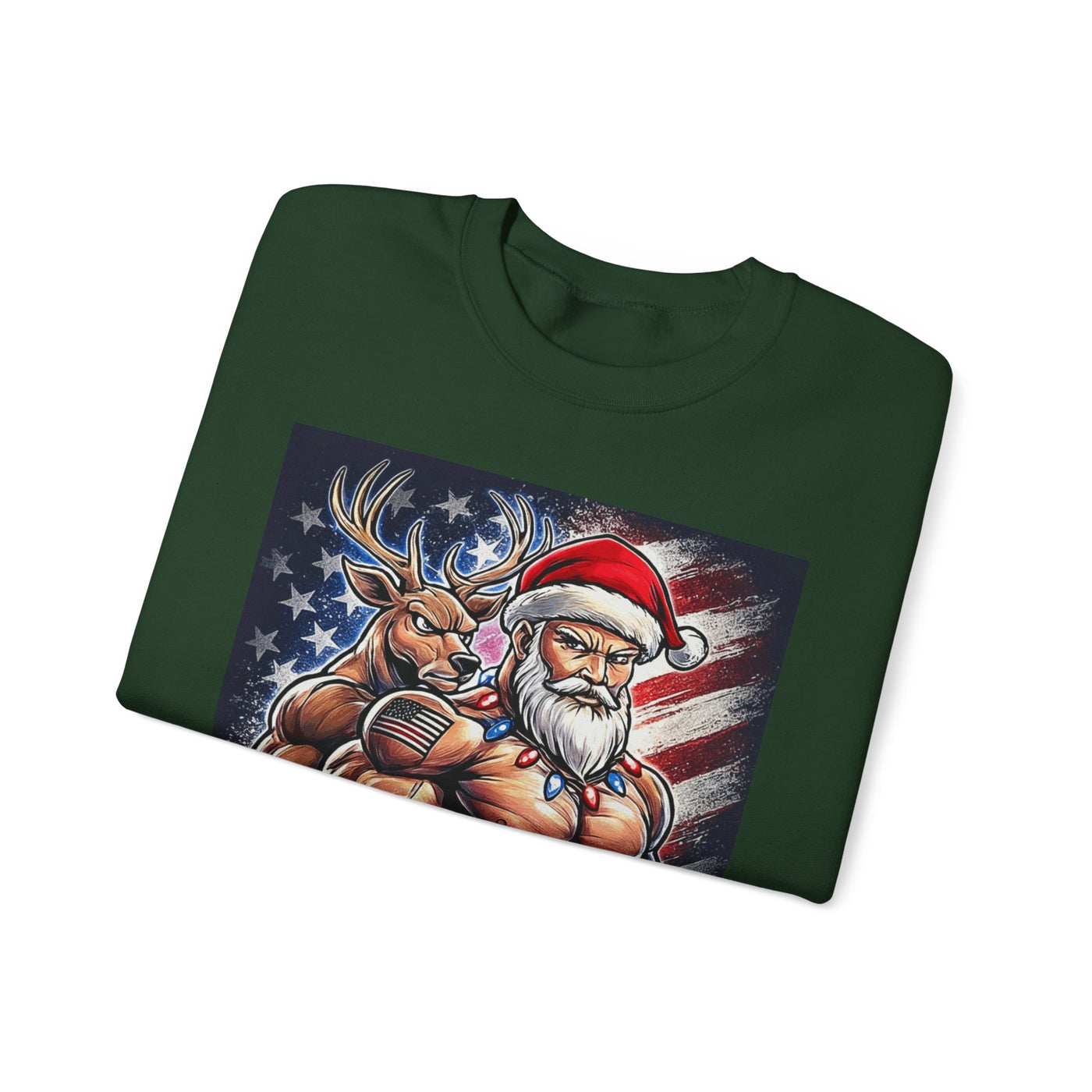 Weight It Out Christmas Santa & Reindeer Crewneck Holiday Limited Edition Sweatshirt