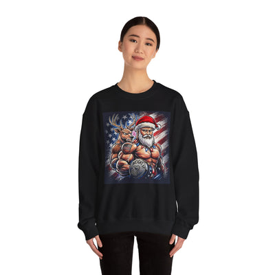Weight It Out Christmas Santa & Reindeer Crewneck Holiday Limited Edition Sweatshirt