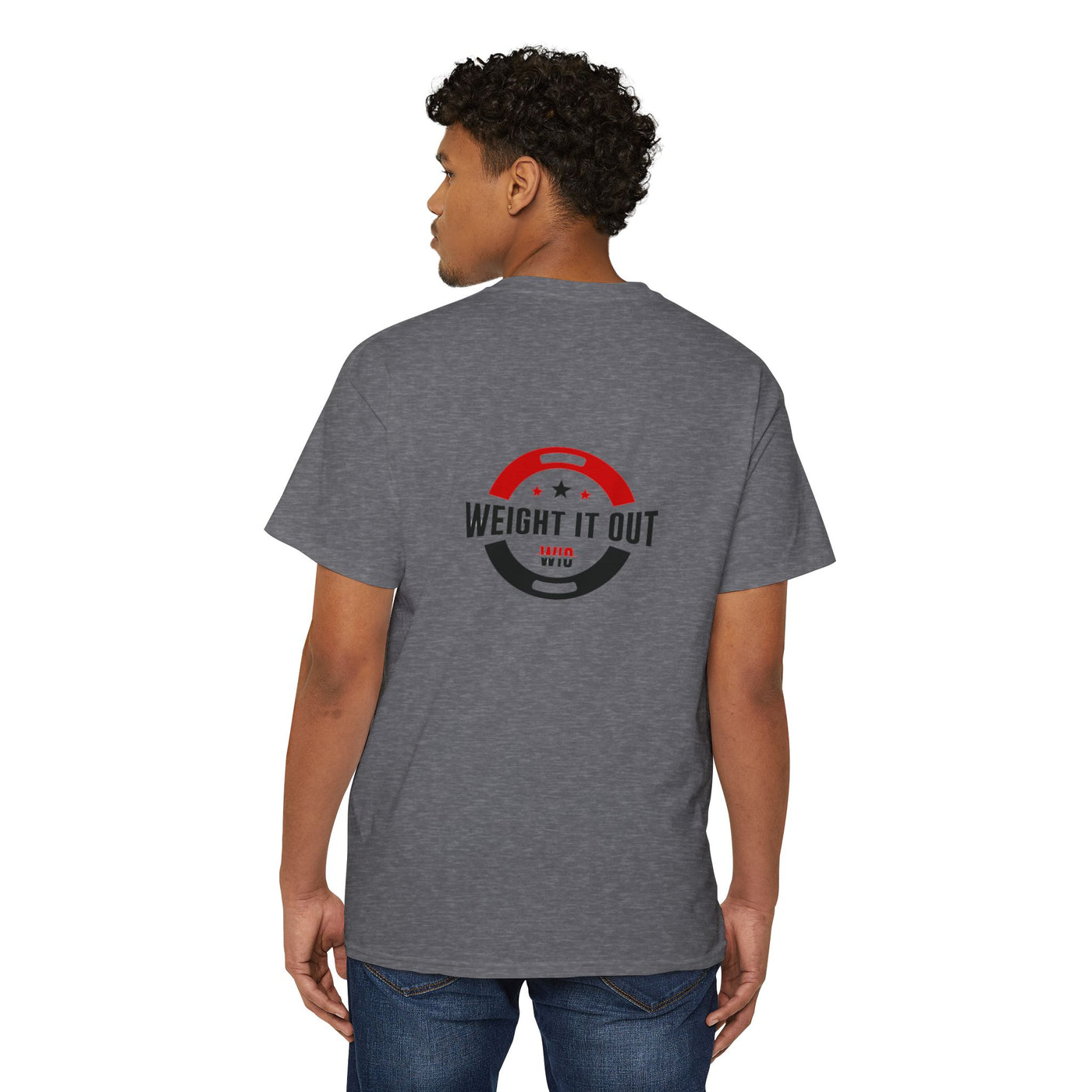 Weight It Out Pocket Tee — Fitness Gym T‑Shirt with 'Weight It Out' Barbell Logo on Back