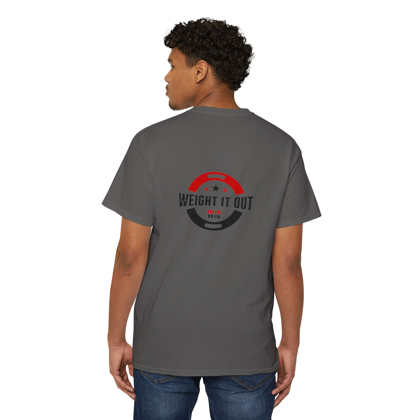 Weight It Out Pocket Tee — Fitness Gym T‑Shirt with 'Weight It Out' Barbell Logo on Back