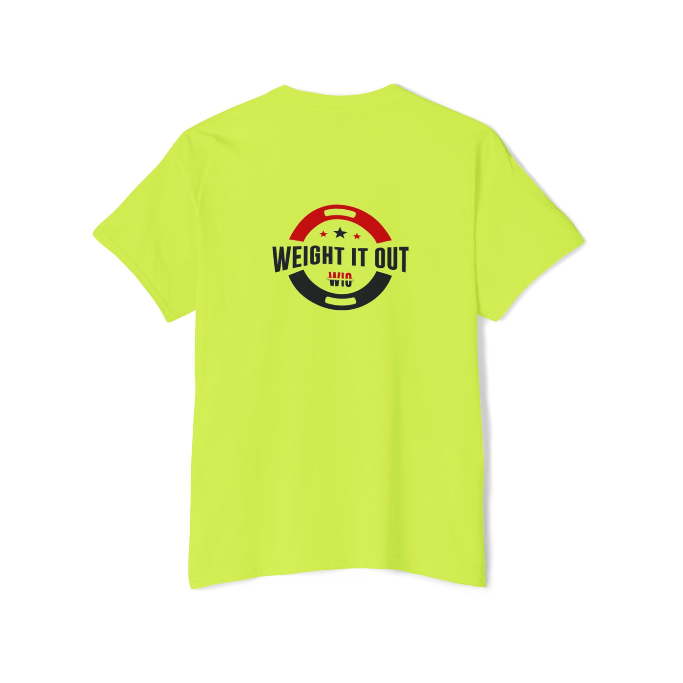 Weight It Out Pocket Tee — Fitness Gym T‑Shirt with 'Weight It Out' Barbell Logo on Back