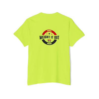 Weight It Out Pocket Tee — Fitness Gym T‑Shirt with 'Weight It Out' Barbell Logo on Back