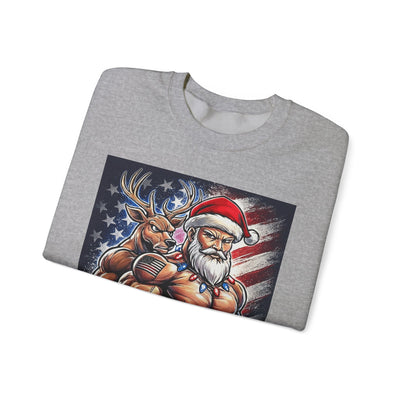 Weight It Out Christmas Santa & Reindeer Crewneck Holiday Limited Edition Sweatshirt