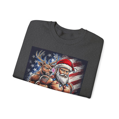 Weight It Out Christmas Santa & Reindeer Crewneck Holiday Limited Edition Sweatshirt