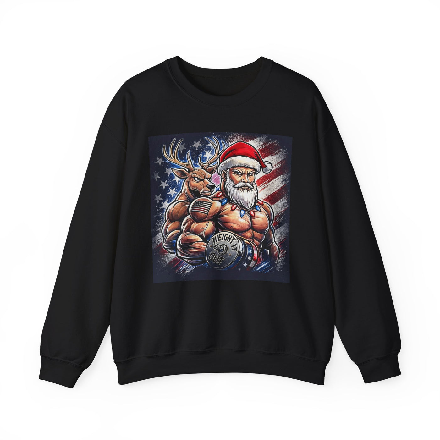 Weight It Out Christmas Santa & Reindeer Crewneck Holiday Limited Edition Sweatshirt