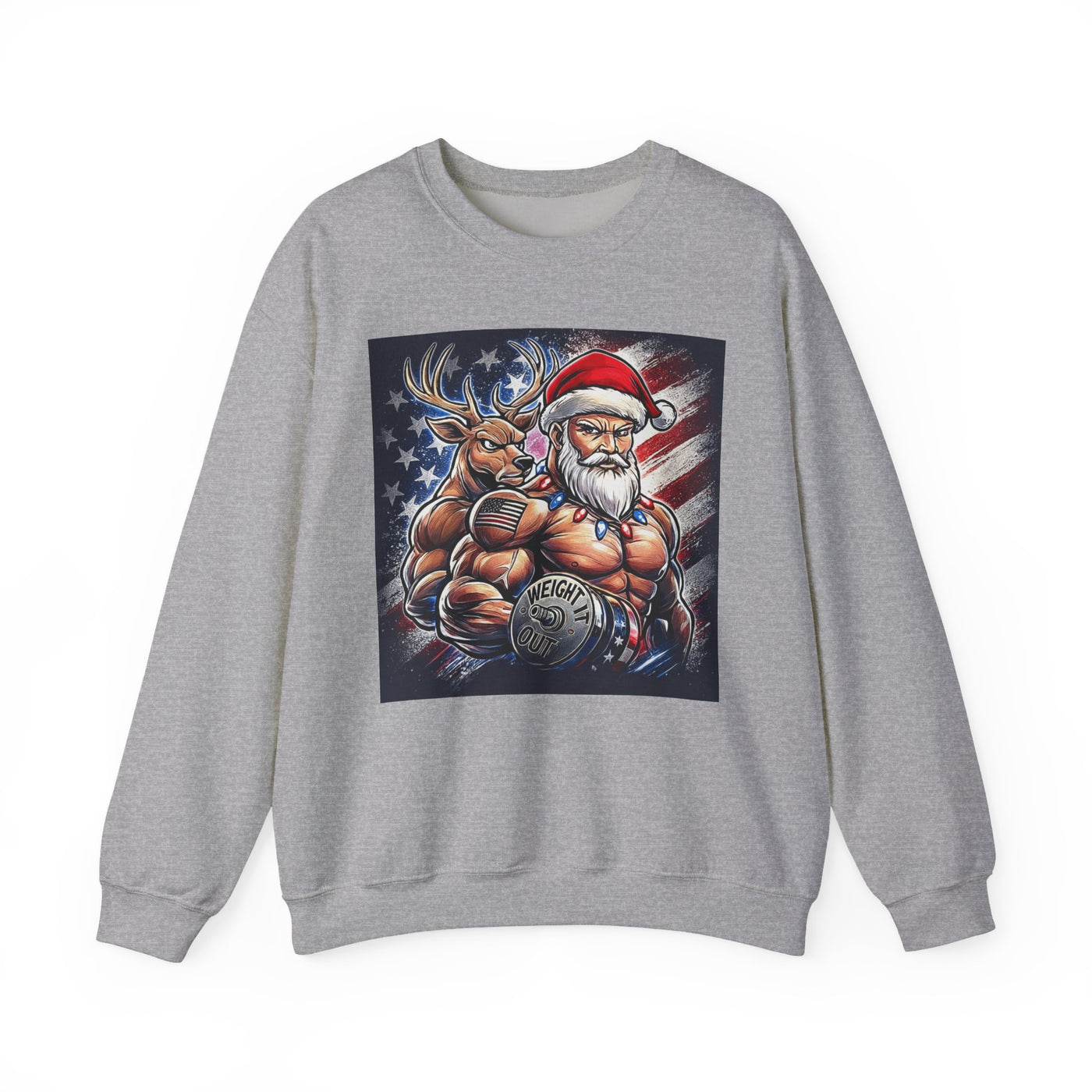 Weight It Out Christmas Santa & Reindeer Crewneck Holiday Limited Edition Sweatshirt