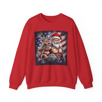 Weight It Out Christmas Santa & Reindeer Crewneck Holiday Limited Edition Sweatshirt
