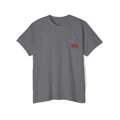 Weight It Out Pocket Tee — Fitness Gym T‑Shirt with 'Weight It Out' Barbell Logo on Back