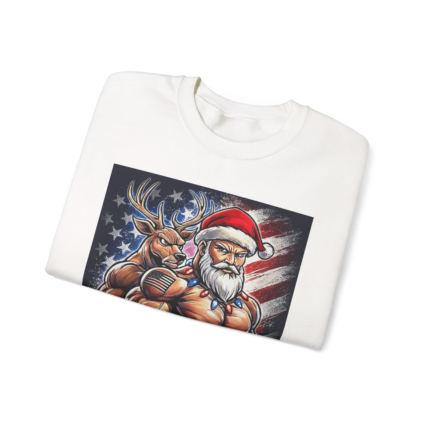 Weight It Out Christmas Santa & Reindeer Crewneck Holiday Limited Edition Sweatshirt