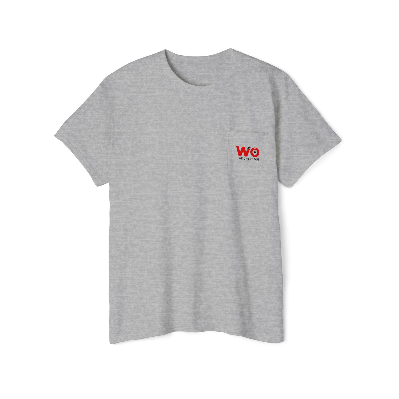 Weight It Out Pocket Tee — Fitness Gym T‑Shirt with 'Weight It Out' Barbell Logo on Back