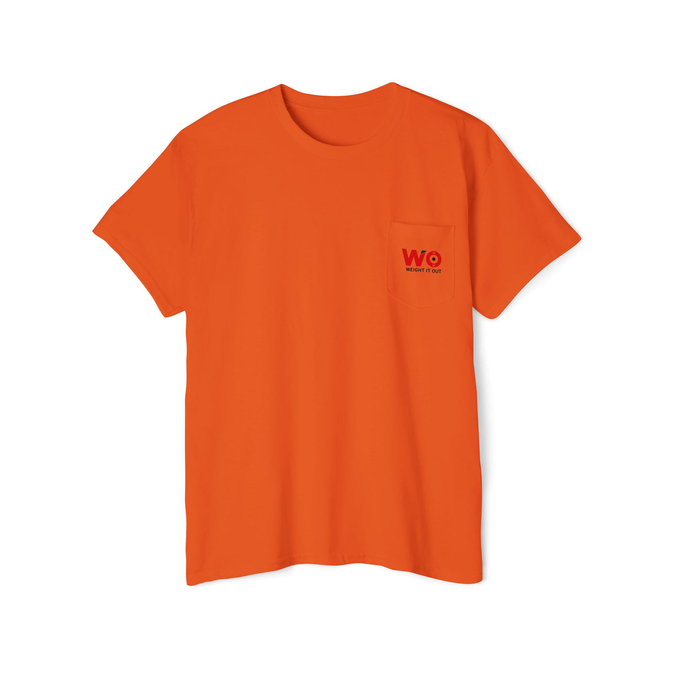 Weight It Out Pocket Tee — Fitness Gym T‑Shirt with 'Weight It Out' Barbell Logo on Back