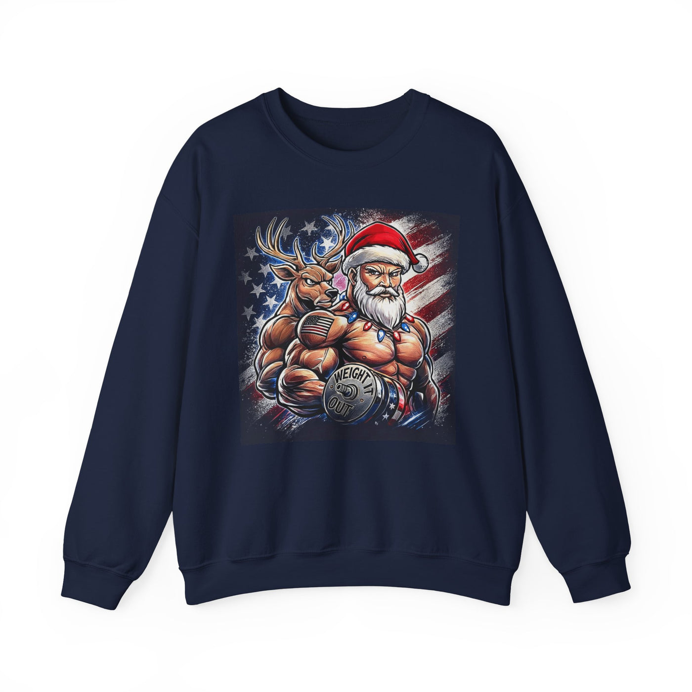 Weight It Out Christmas Santa & Reindeer Crewneck Holiday Limited Edition Sweatshirt