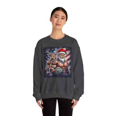Weight It Out Christmas Santa & Reindeer Crewneck Holiday Limited Edition Sweatshirt