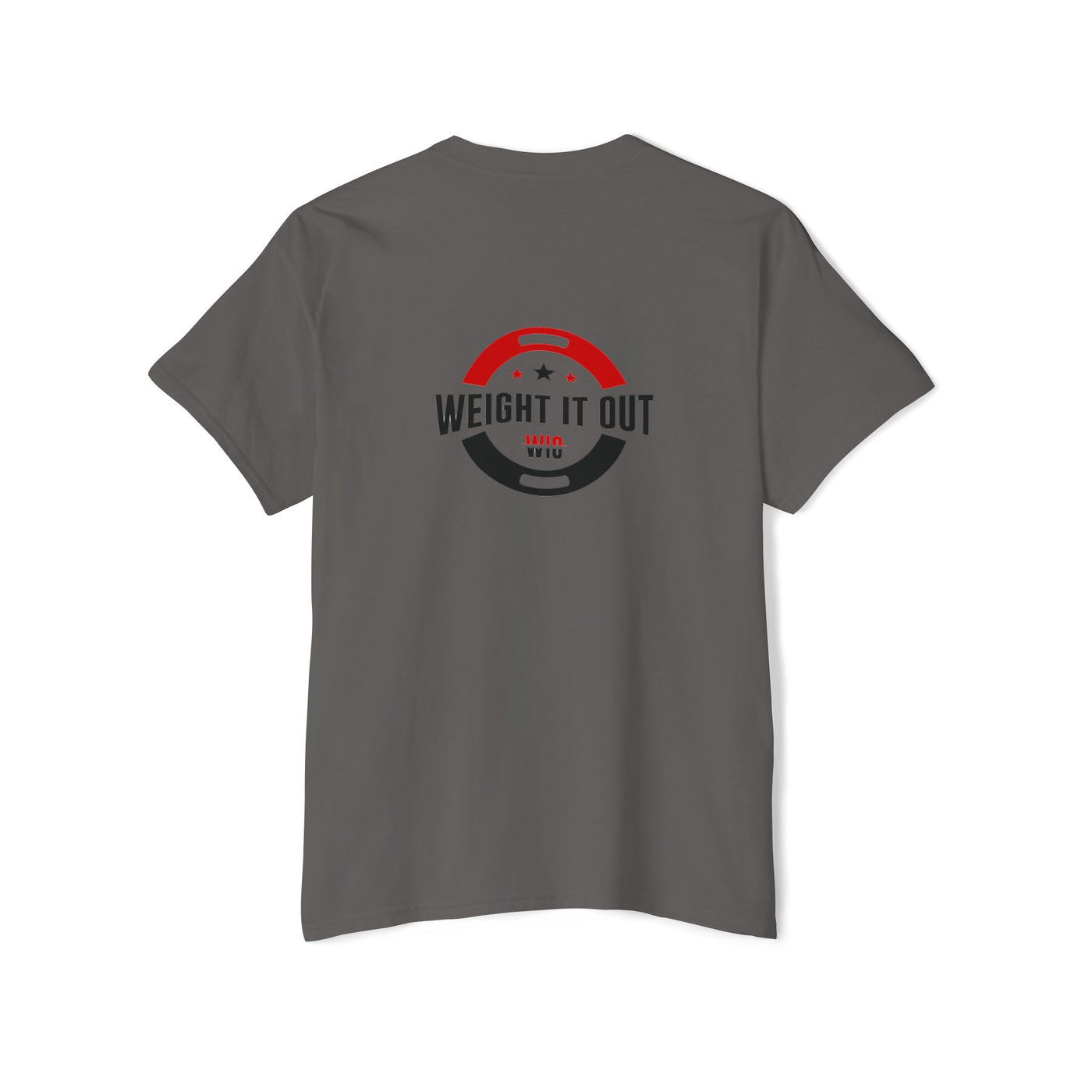Weight It Out Pocket Tee — Fitness Gym T‑Shirt with 'Weight It Out' Barbell Logo on Back