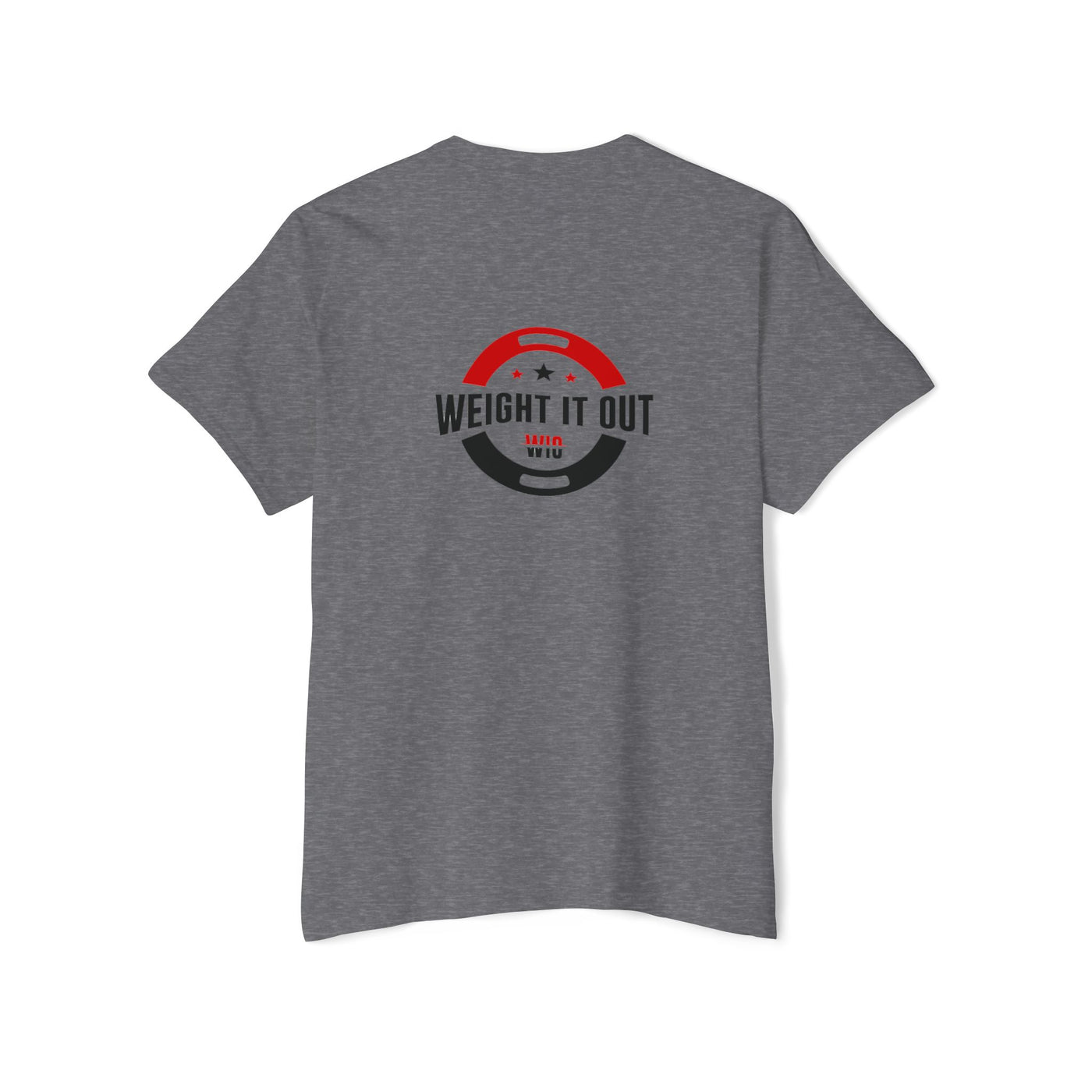 Weight It Out Pocket Tee — Fitness Gym T‑Shirt with 'Weight It Out' Barbell Logo on Back
