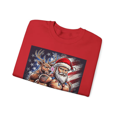 Weight It Out Christmas Santa & Reindeer Crewneck Holiday Limited Edition Sweatshirt