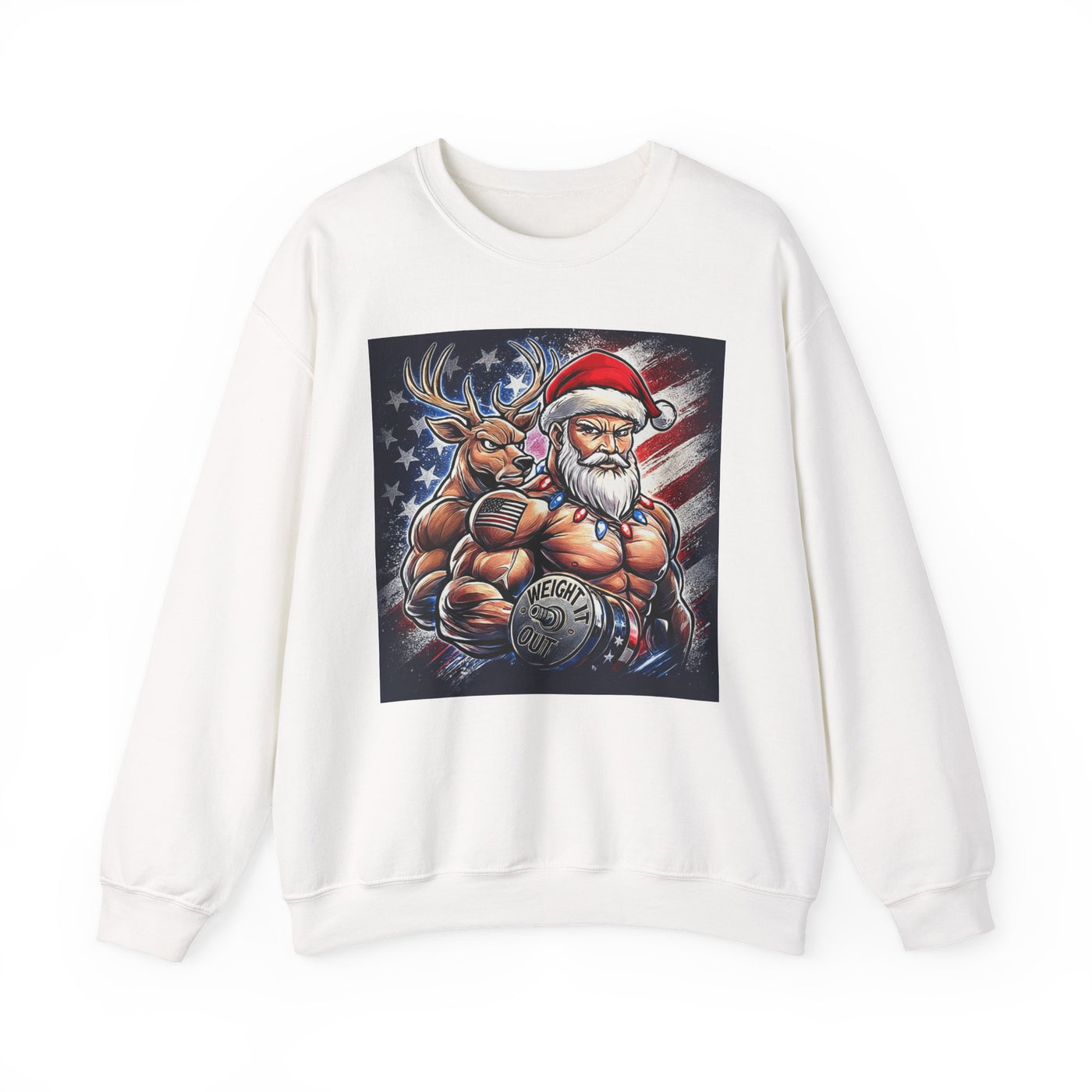 Weight It Out Christmas Santa & Reindeer Crewneck Holiday Limited Edition Sweatshirt