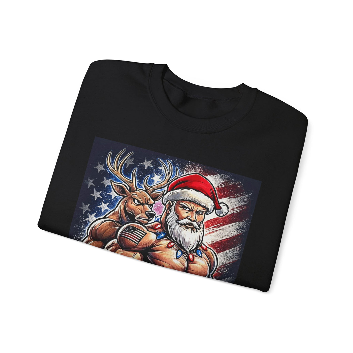 Weight It Out Christmas Santa & Reindeer Crewneck Holiday Limited Edition Sweatshirt