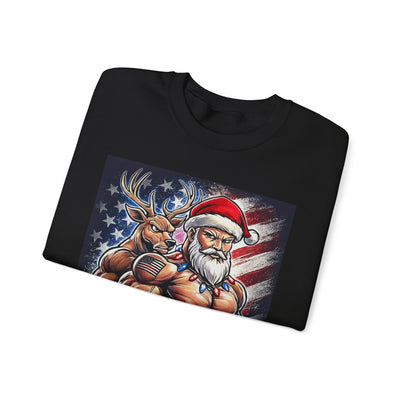 Weight It Out Christmas Santa & Reindeer Crewneck Holiday Limited Edition Sweatshirt