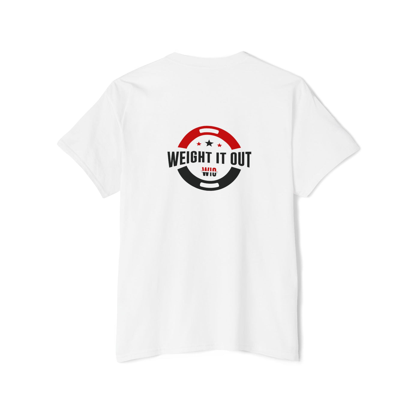 Weight It Out Pocket Tee — Fitness Gym T‑Shirt with 'Weight It Out' Barbell Logo on Back