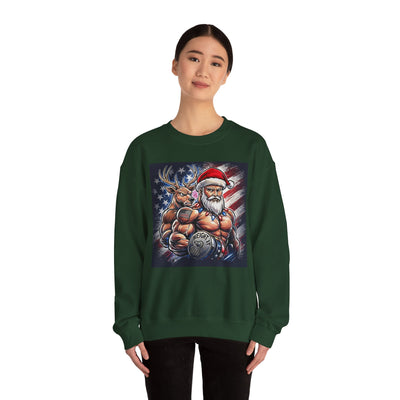 Weight It Out Christmas Santa & Reindeer Crewneck Holiday Limited Edition Sweatshirt