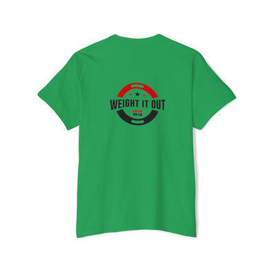 Weight It Out Pocket Tee — Fitness Gym T‑Shirt with 'Weight It Out' Barbell Logo on Back