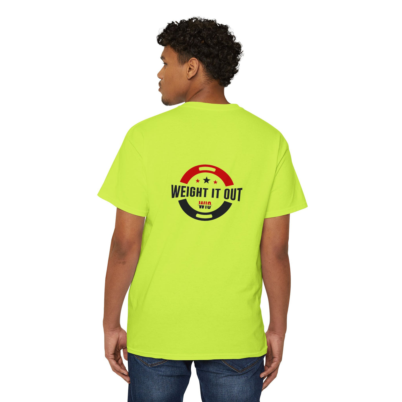Weight It Out Pocket Tee — Fitness Gym T‑Shirt with 'Weight It Out' Barbell Logo on Back