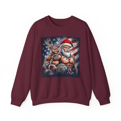 Weight It Out Christmas Santa & Reindeer Crewneck Holiday Limited Edition Sweatshirt