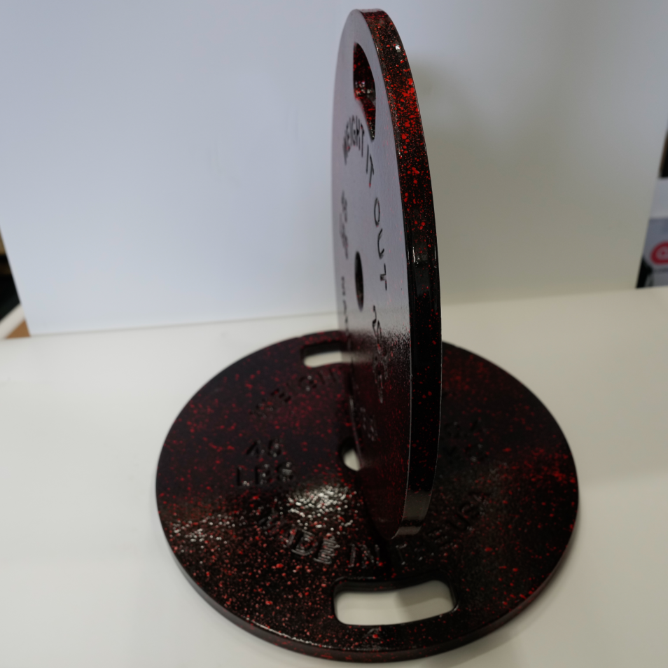Home Gym Con Custom Cast Iron Black and Red Speckle Weight Plates (Limited Edition and Pickup Only)