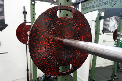 Home Gym Con Custom Cast Iron Black and Red Speckle Weight Plates (Limited Edition and Pickup Only)