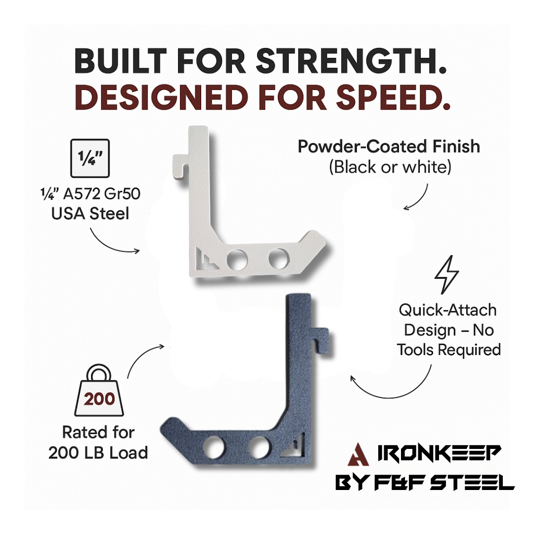IronKeep QuickHANG Storage Hook – ¼” USA Steel Quick-Attach Rack Hook for Weight Plates, Bands & Cable Attachments